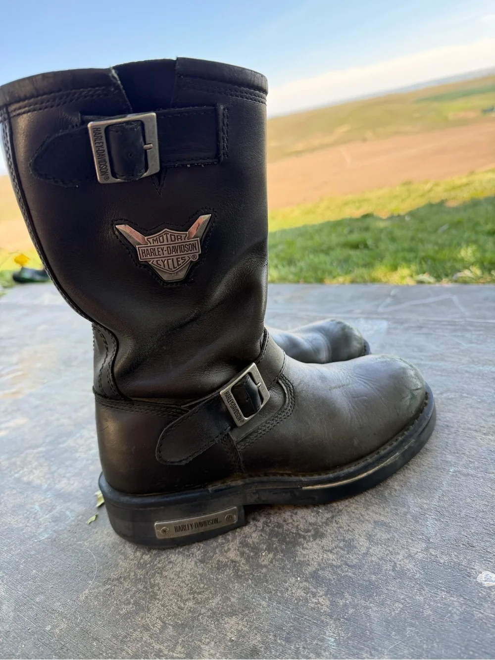 Harley-Davidson Black Leather Motorcycle Engineer Boots